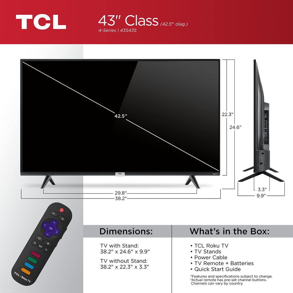 TCL 55" Class 4-Series 4K UHD HDR Smart Roku TV â 55S435, 2021 Model