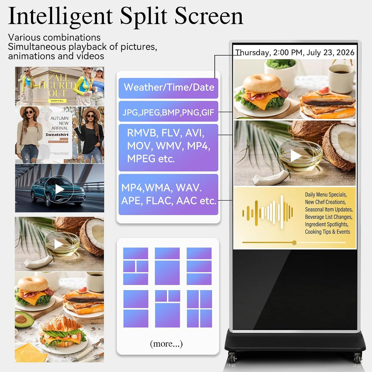 43" Touch Digital Signage Display Kiosk Floor Stand Advertising