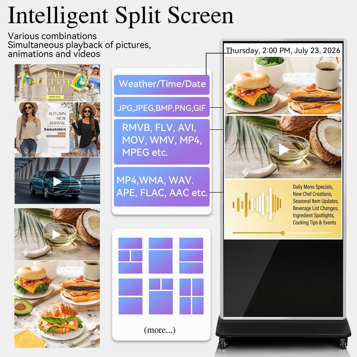 43" Touch Digital Signage Display Kiosk Floor Stand Advertising