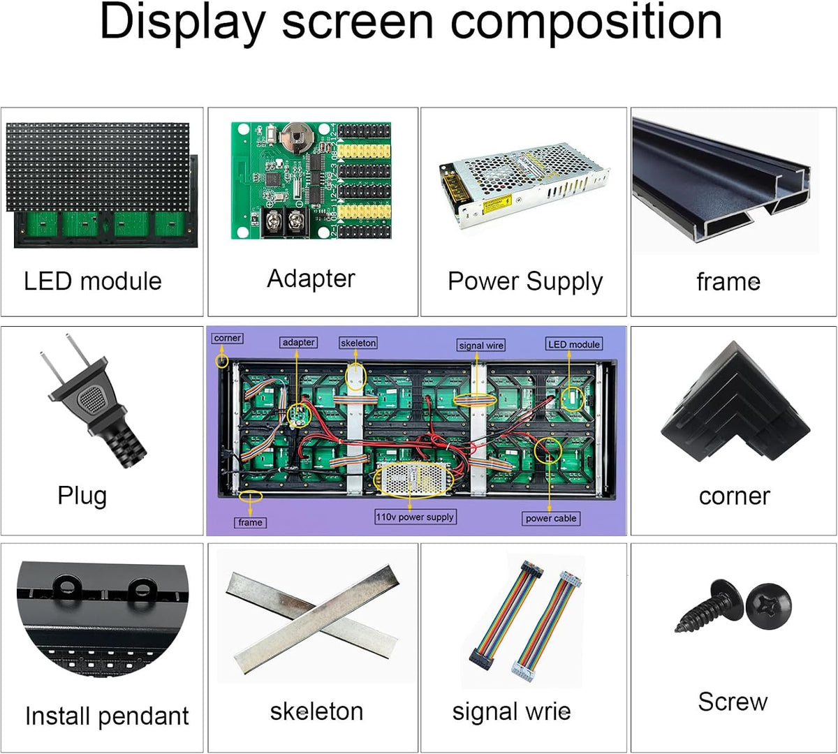 P3 Programmable Scrolling Custom Led Sign Outdoor Digital For Business Display Screen WiFi Control Electronic Message Board Store Advertising Ticker Word Light Bar Open Pixel Panel 40"x18'