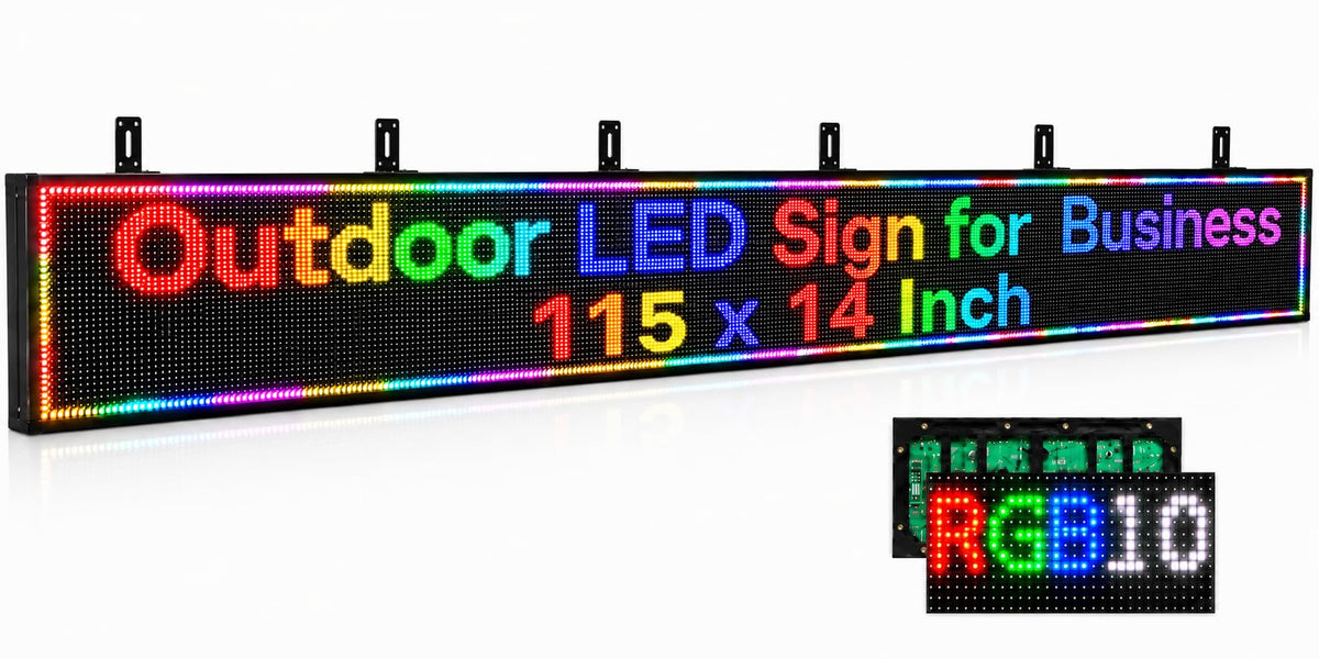 P10 Programmable LED SIGN 40"Ã8" Scrolling LED Display, High Brightness & IP65 Waterproof Indoor Outdoor Digital Signage led screen, Open Signs Welcome Sign for Store Business Advertising