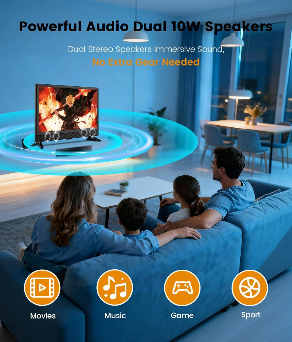 Feihe 22-inch Small Smart TV Full HD 1080p | Kitchen Smart TV, Flat Screen Television with Loud Dual Stereo Speakers, 178Â° Viewing & Wi/Fi (22, Inches)