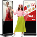 JIYANG 49 Inch Touchscreen Digital Signage Display Kiosk, Indoor Floor Standing LCD Advertising Display with Android Media Player, HDMI/USB/WiFi Input Auto Split Screenï¼Blackï¼