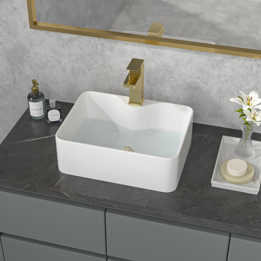 Sarlai Black Vessel Sink Rectangular - 24"x14" Modern Bathroom Vessel Sink Rectangle Above Counter Black Ceramic Porcelain Lavatory Vanity Sink Art Basin