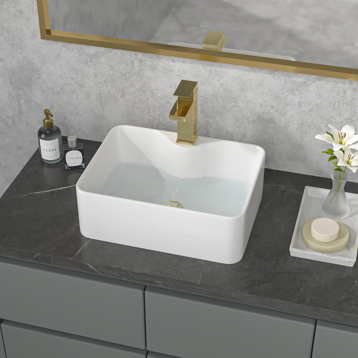 Sarlai Black Vessel Sink Rectangular - 24"x14" Modern Bathroom Vessel Sink Rectangle Above Counter Black Ceramic Porcelain Lavatory Vanity Sink Art Basin