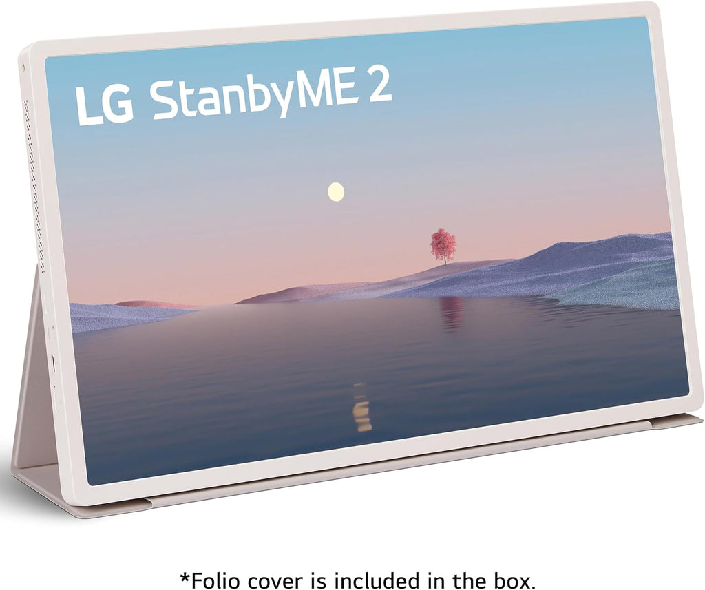 LG 27-Inch StanbyME 2 with Folio Cover, Portable Touch Screen TV, Dolby Vision, HDR10, Filmmaker Mode, Built-in Battery, Full Swivel Rotation (27LX6TYGA, 2025)