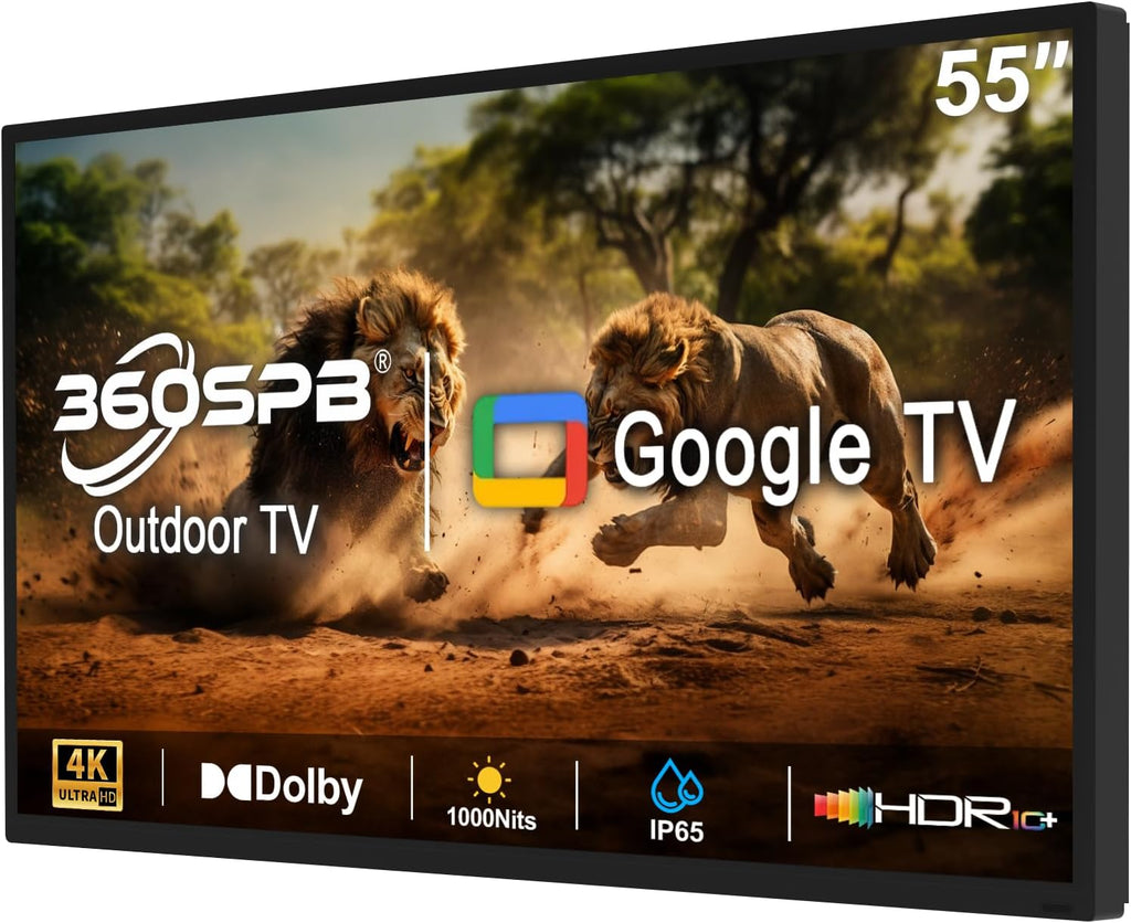 360SPB 55 Inch Outdoor TV, 1000 Nits 4K Smart TV, IP65 Waterproof