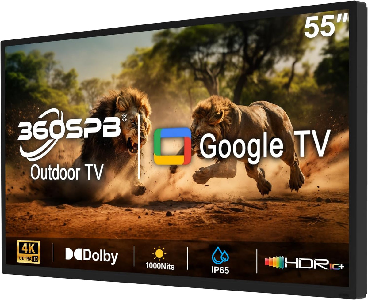 360SPB 55 Inch Outdoor TV, 1000 Nits 4K Smart TV, IP65 Waterproof