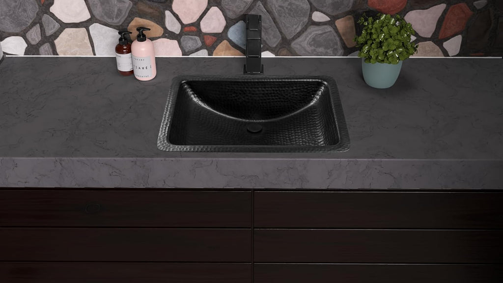 Monarch Abode Bathroom Sink â 21-Inch Venitian Dual Mount Undermount or Drop In Bathroom Sinks, Bathrooms Hand Hammered Matte Black Aluminum Vanity Sink for Countertop, Powder Room, Bath, or Restroom