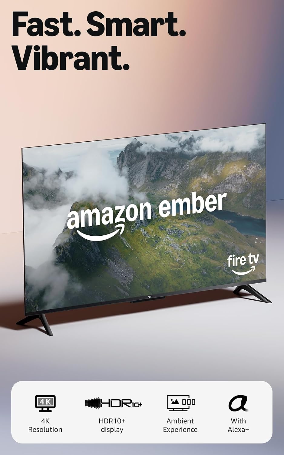 Amazon Ember 55" 4-Series with Fire TV (newest model), 4K Ultra HD smart TV with Alexa Remote, HDR10+, fast processor, Dolby Audio, Ambient Experience, free and live TV, find shows faster with Alexa+