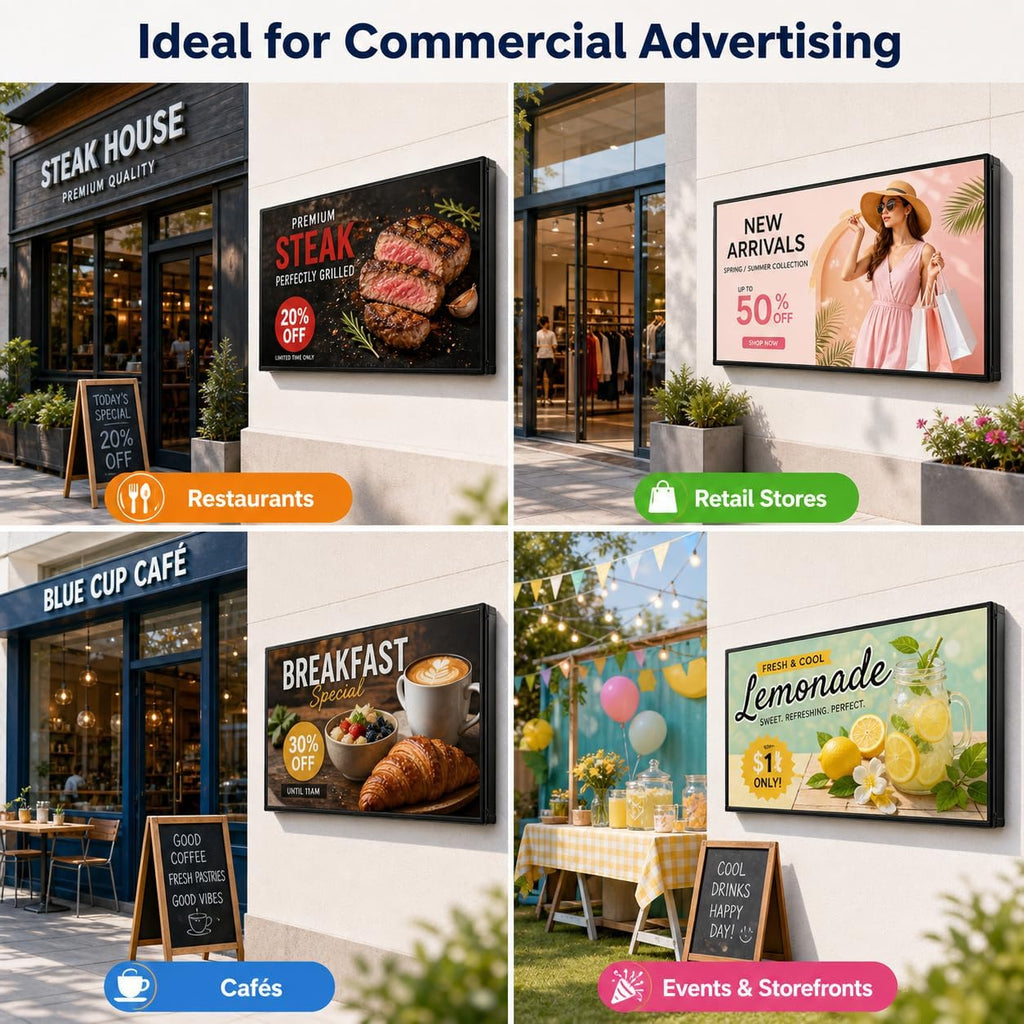 CX P5 Outdoor LED Sign 65" x 34", Full Color Programmable LED Display, IP65 Waterproof High-Brightness Digital Sign with WiFi & USB Control, Scrolling Text Image Video Message Board for Business Advertising