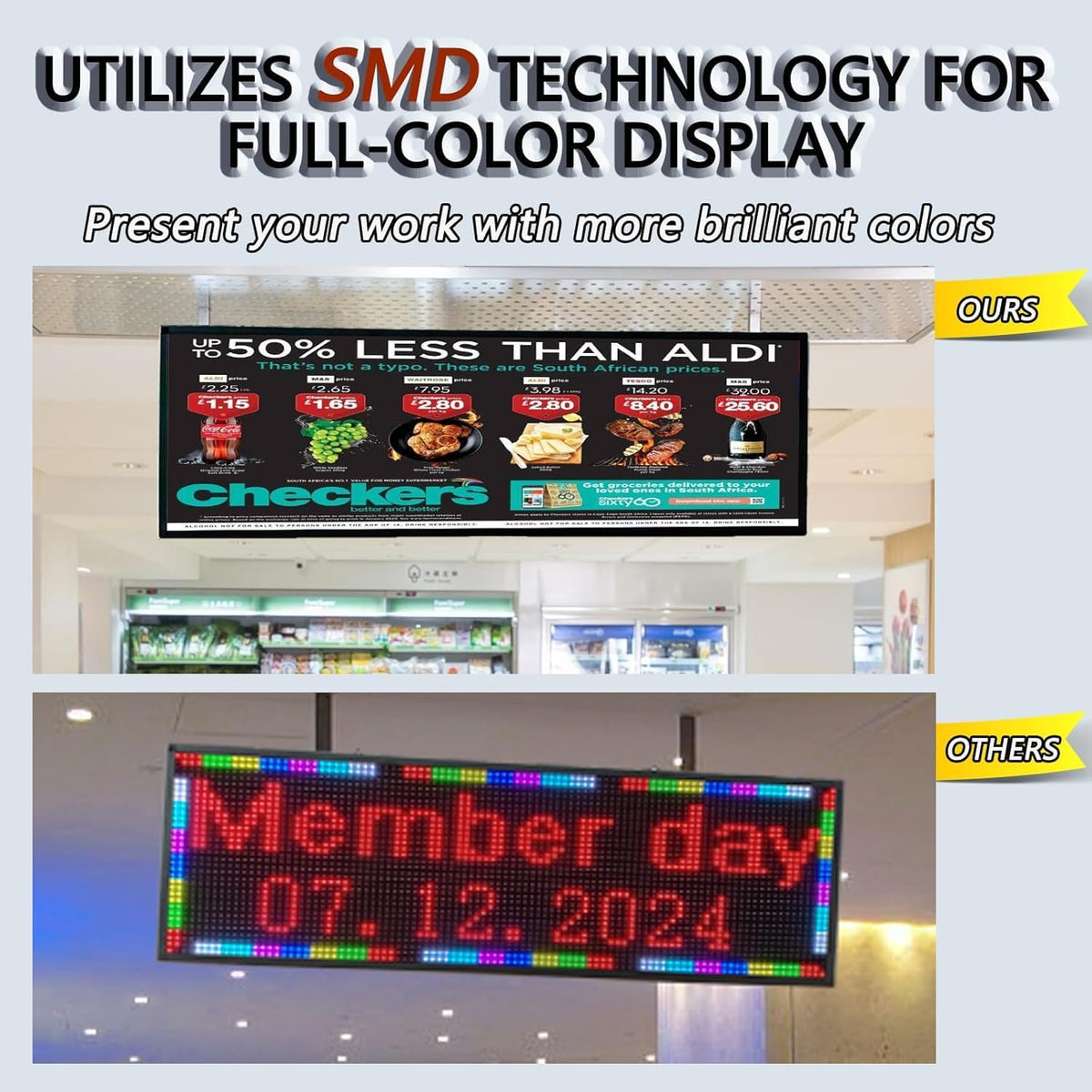 P5 Images Video Led Signs LED Display,IP65 Waterproof Outdoor Programmable Scrolling LED Sign, WIFI & USB Control, Adjustable Brightness & High Resolution, Digital Display Board Electronic Store Signs for Business Adversting