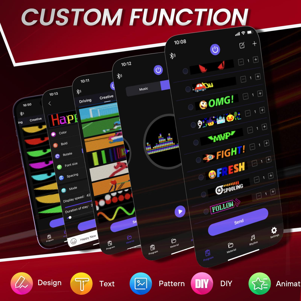 Rayhome 58''x8'' Large Multiple Programmable LED Sign, Full Color Bright Scrolling LED Signs, Bluetooth APP Control Custom Text Pattern Animation digital Display for Store Hotel Bar