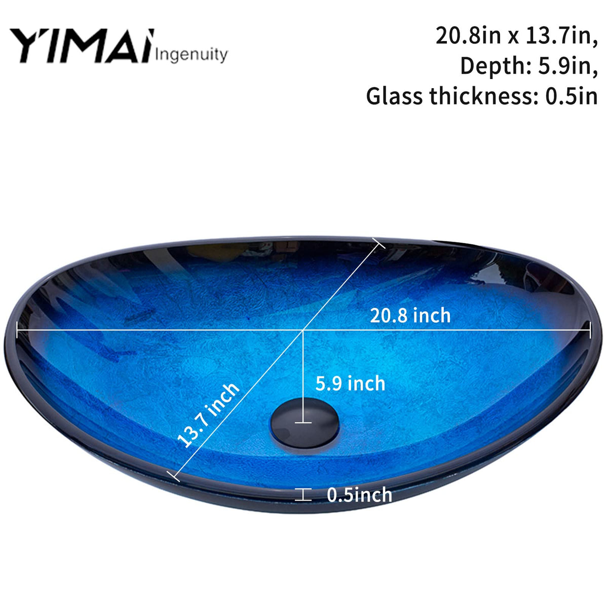Vessel Sink Bathroom Sinks Tempered Glass Art Basin 20.8"x13.7" Oval Bowl Above Counter with Faucet and Pop-Up Drain Combo, Oval Clear Grey,Modern Countertop Bowl Sink