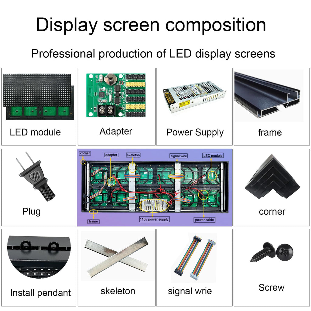 P3 Programmable Scrolling Custom Led Sign Outdoor Digital For Business Display Screen WiFi Control Electronic Message Board Store Advertising Ticker Word Light Bar Open Pixel Panel 40"x18'