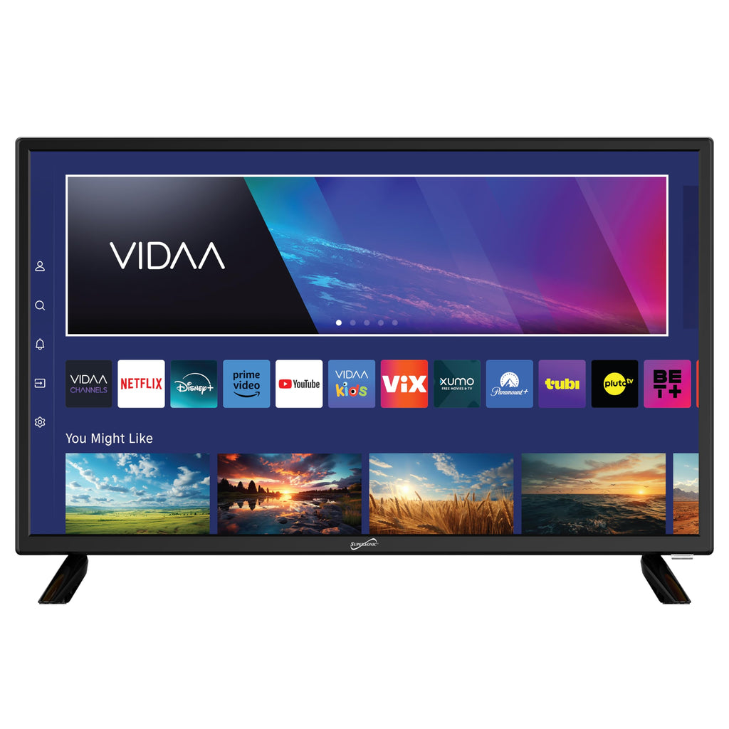 Supersonic SC-1920VTV 18.5inch Smart AC/DC LED TV, Powered by VIDAA, 1080p, WiFi, Built-in Speakers, USB, 3X HDMI ARC, for Kitchen, RV, Boat, Truck, Playroom, Dorm Room, Remote, DC Car Cord Included