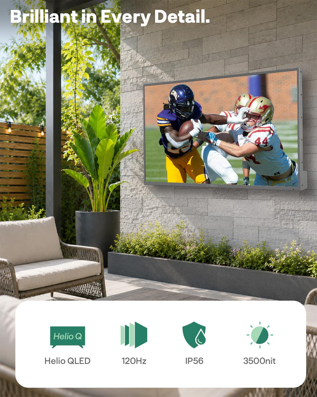 SYLVOX Outdoor TV, 85'' Mini LED QLED, 3500 Nits Extreme Brightness, 120Hz