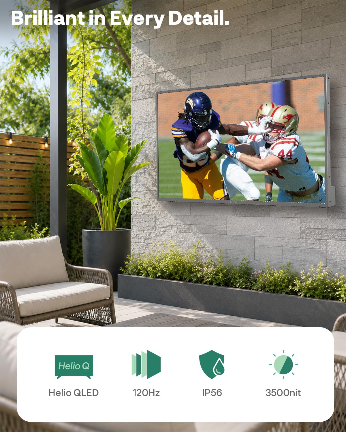 SYLVOX Outdoor TV, 85'' Mini LED QLED, 3500 Nits Extreme Brightness, 120Hz