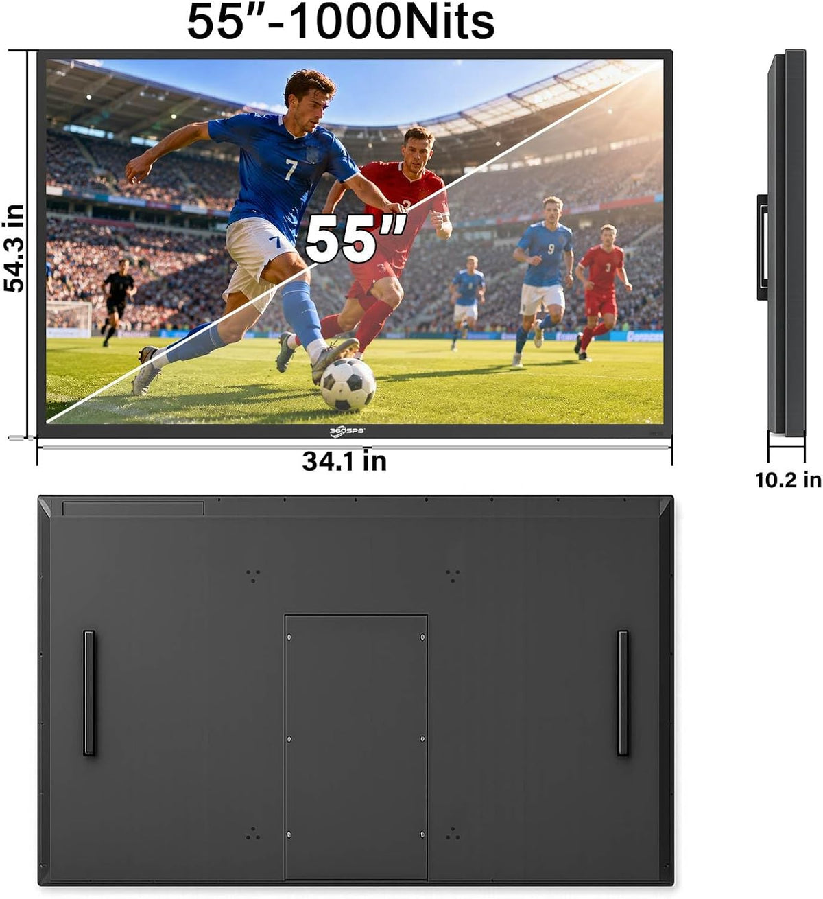 360SPB 55 Inch Outdoor TV, 1000 Nits 4K Smart TV, IP65 Waterproof