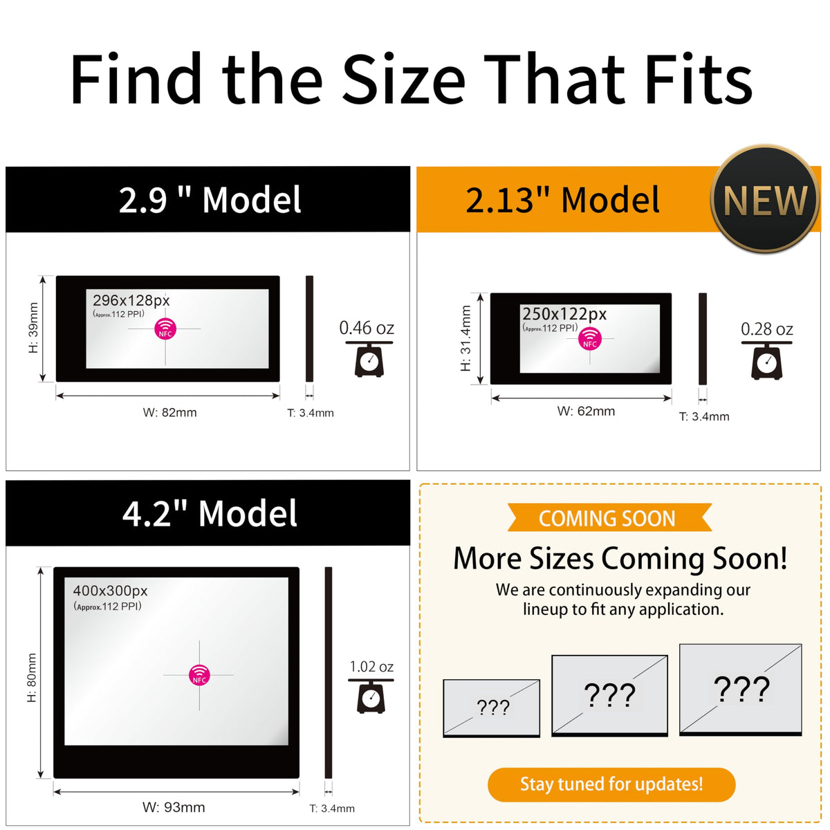 [Santek] EZ Sign NFC E-Paper Display â No Battery, Ultra-Thin 0.13â, Rewritable 4-Color Digital Display, App-Controlled (iOS/Android/PC), IP65 (Silver, 2.9" 6pcs, No Stand and Clip Included)