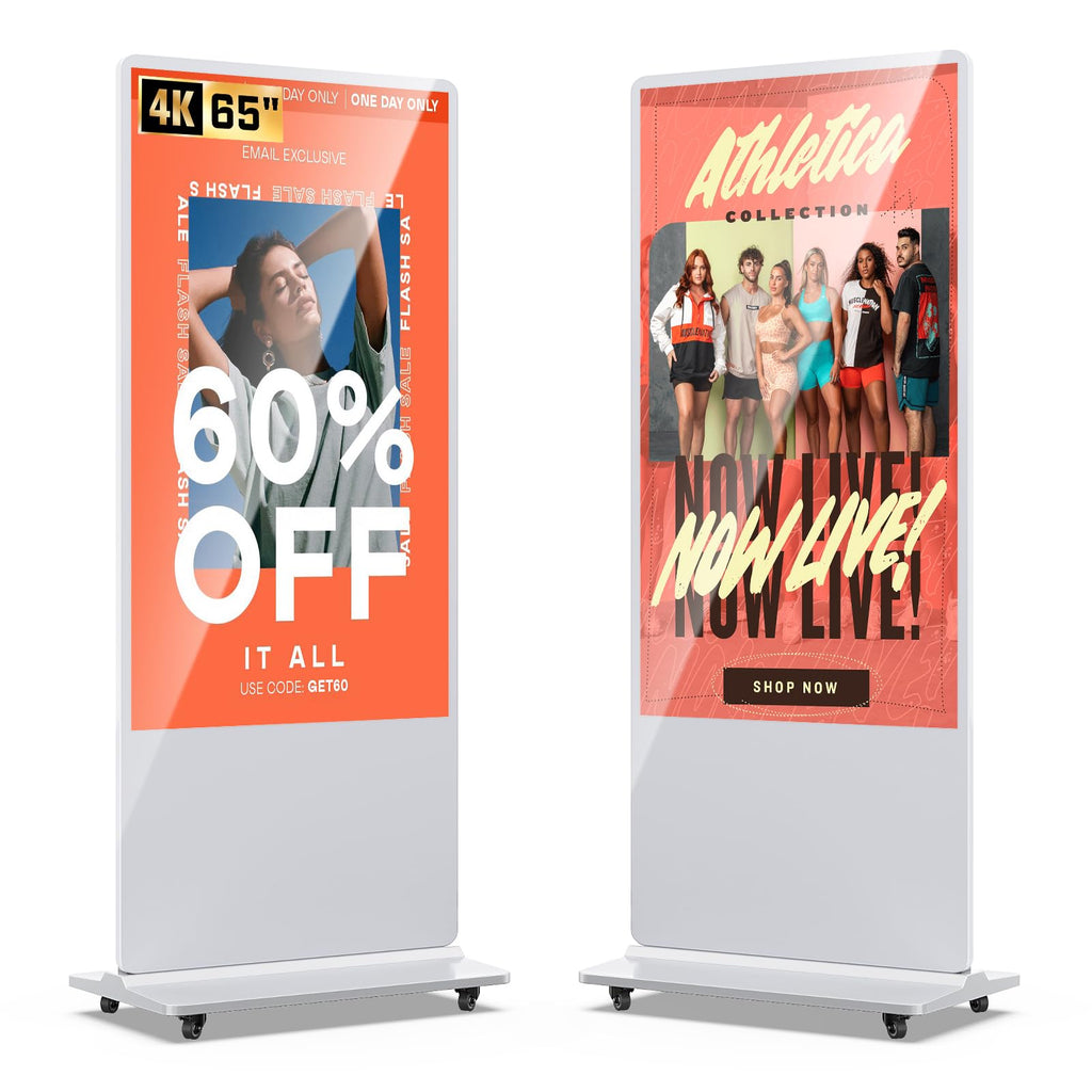 MWE 43 Inch Indoor Floor Standing Digital Signage Advertising Display Kiosk LCD Screen Commercial Totem Android System Vertical Poster with Auto Media Player