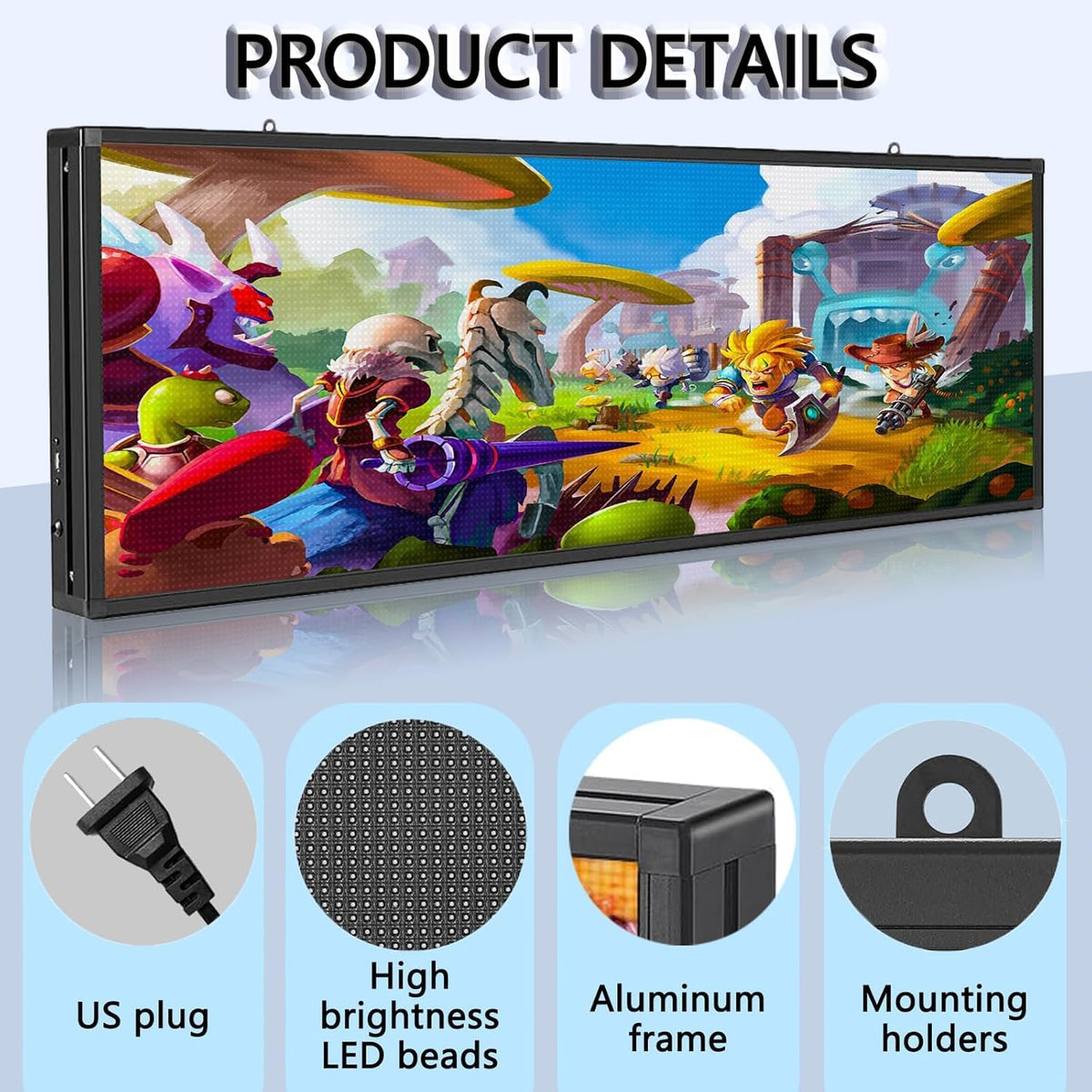 P5 Images Video Led Signs LED Display,IP65 Waterproof Outdoor Programmable Scrolling LED Sign, WIFI & USB Control, Adjustable Brightness & High Resolution, Digital Display Board Electronic Store Signs for Business Adversting