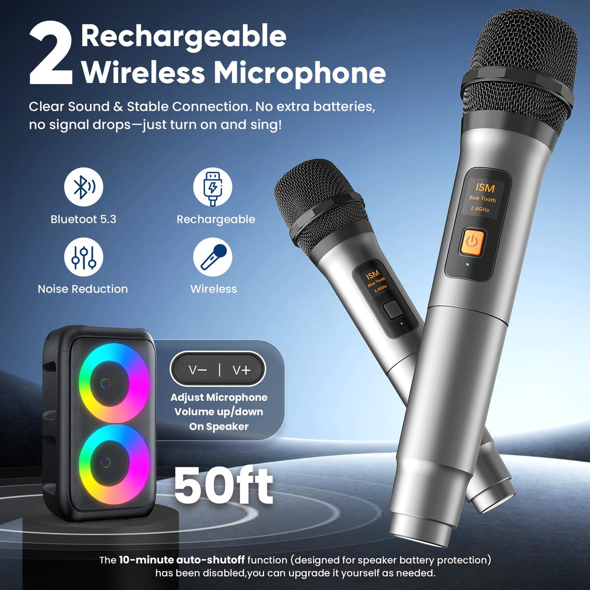 Karaoke Machine for Adults Kids, Portable Bluetooth Speaker with 3 Wireless Microphones, TWS Mode & LED Light, 10H Battery PA System, Home Party Outdoor Camping Birthday Gifts (3 Mics)