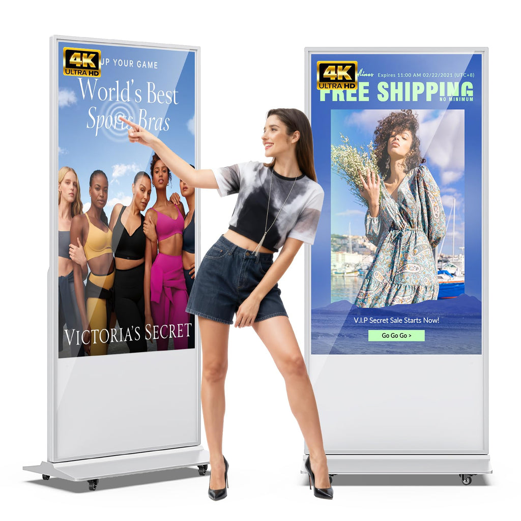 JIYANG 49 Inch Touchscreen Digital Signage Display Kiosk, Indoor Floor Standing LCD Advertising Display with Android Media Player, HDMI/USB/WiFi Input Auto Split Screenï¼Blackï¼