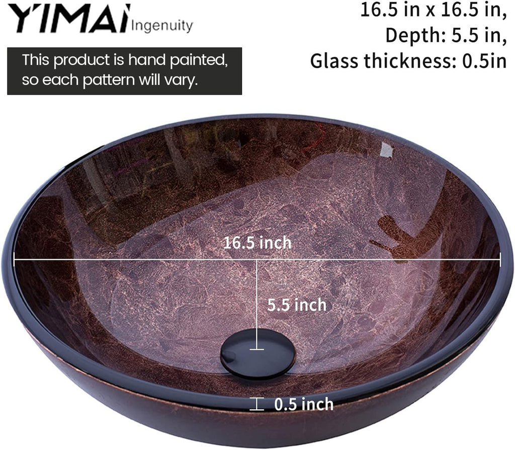 Design Vessel Sink Concrete Bathroom Sink above Counter Small Vessel Sink Bathroom Sink Bowl Countertop Modern Sinks with Faucet and Drain Combo 15.7" Round Gray