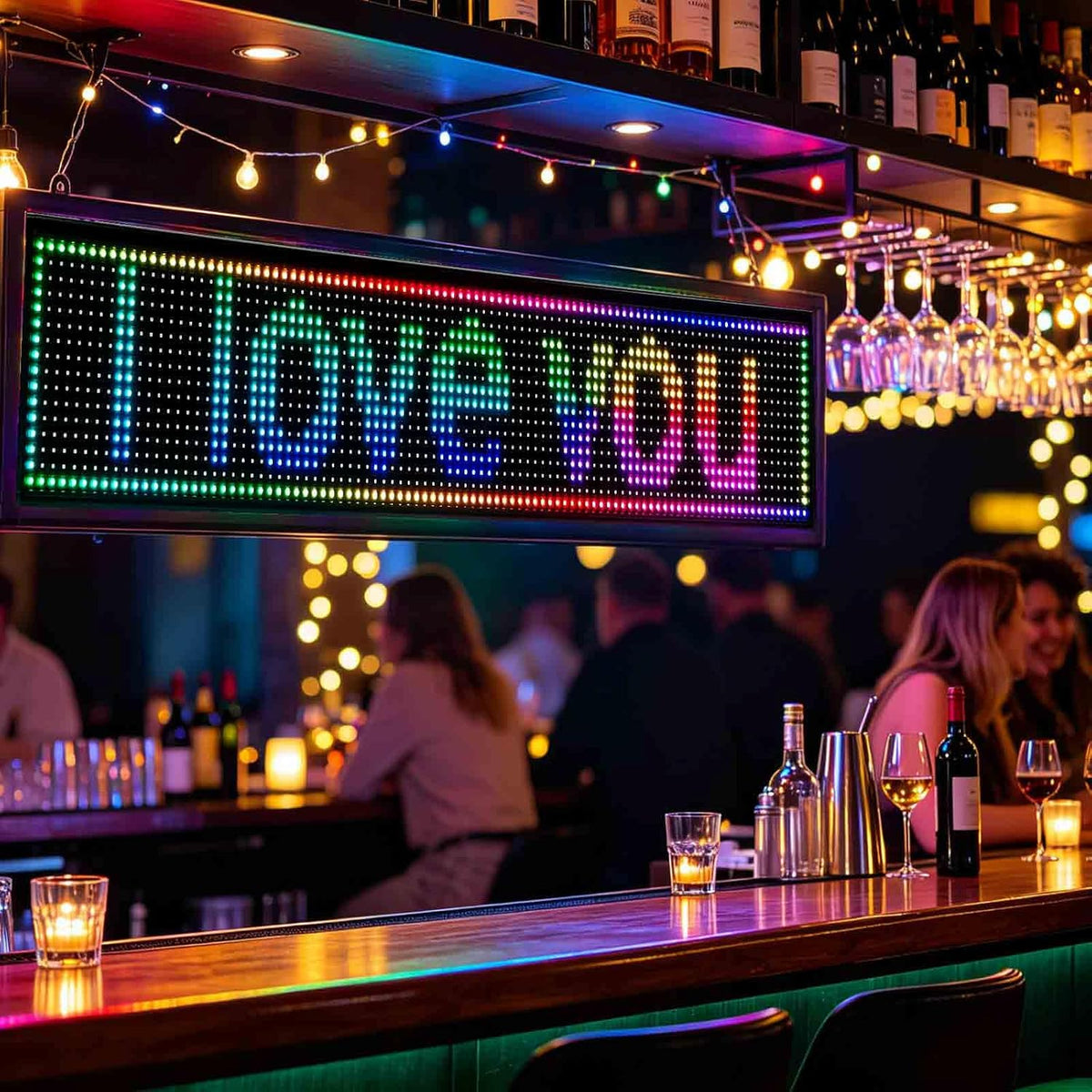 Programmable LED Sign Outdoor Full Color â 39"x8" Scrolling Message Board, Custom Digital Advertising Display, WiFi Control, High Brightness Neon Business Sign for Store, Bar, Restaurant