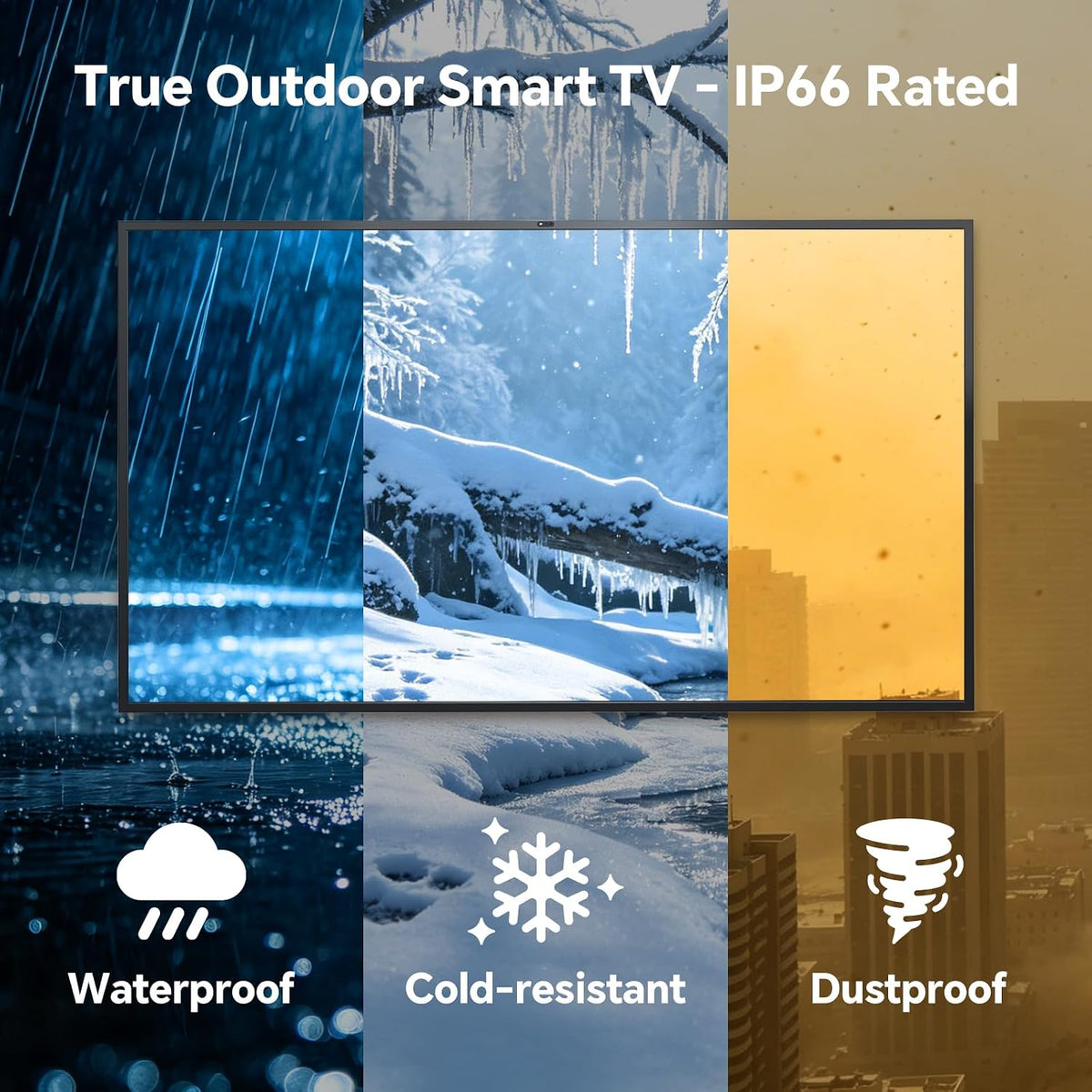 55 Inch Outdoor TV, 1500 Nits Hight Brightness, IP66 Waterproof TV