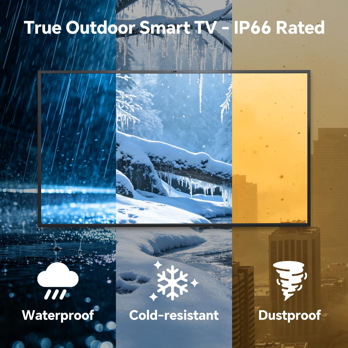 55 Inch Outdoor TV, 1500 Nits Hight Brightness, IP66 Waterproof TV