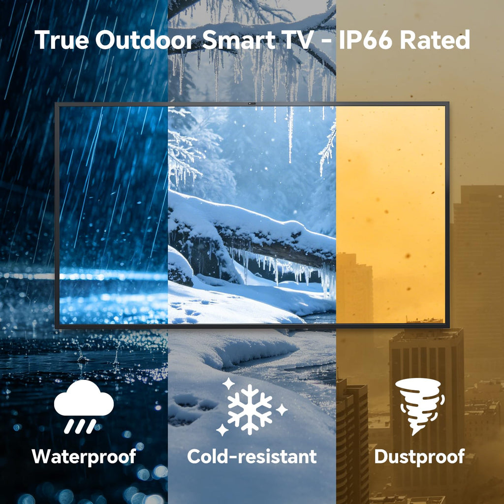 55 Inch Outdoor TV, 1500 Nits Hight Brightness, IP66 Waterproof TV