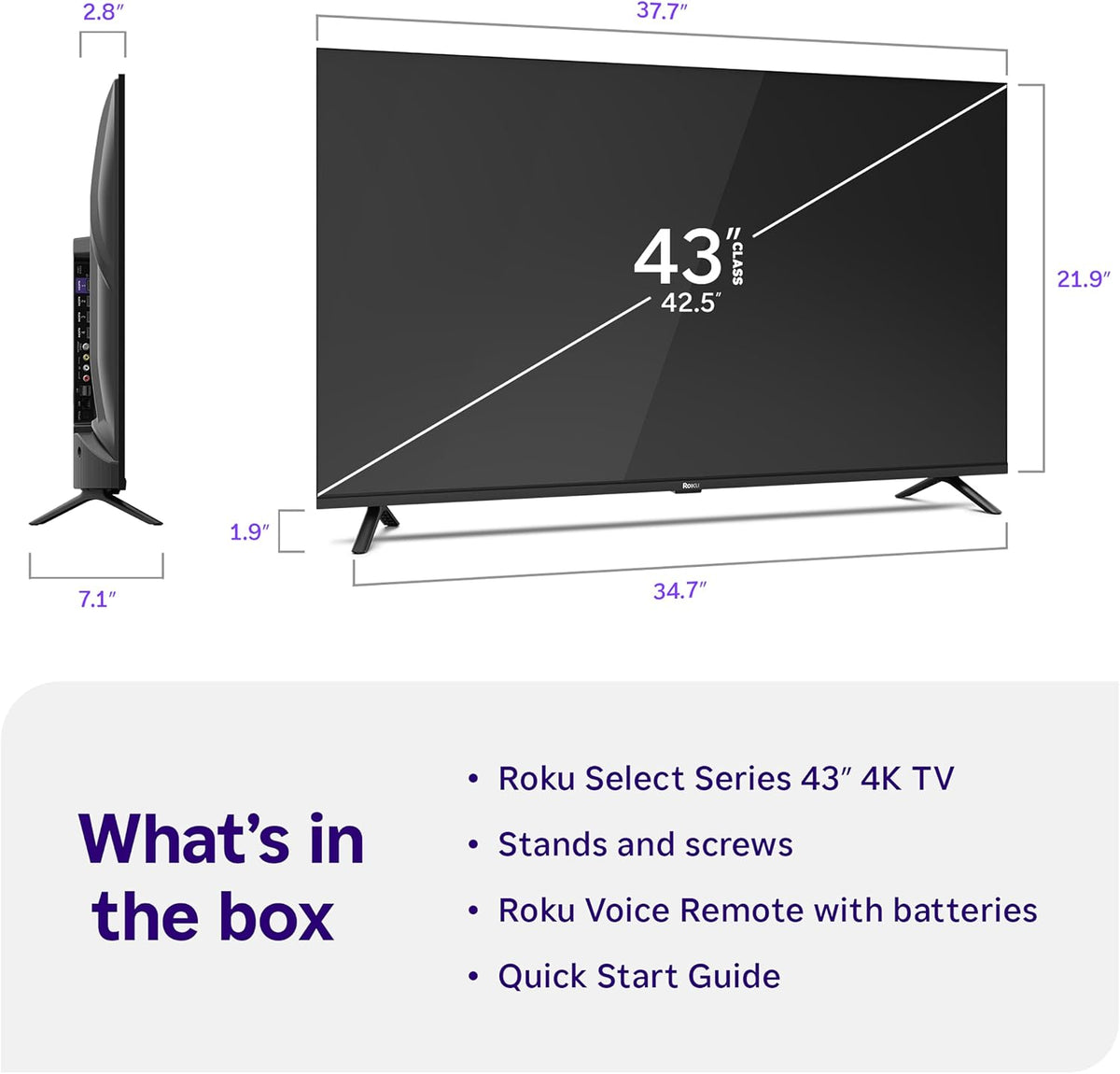 Roku 43-Inch Select Series Smart TV 2026-4K (2160p) HDR TV - RokuTV