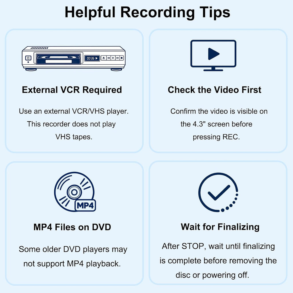 VHS to DVD Recorder & Digital Converter, AV & HDMI Inputs, No PC Needed
