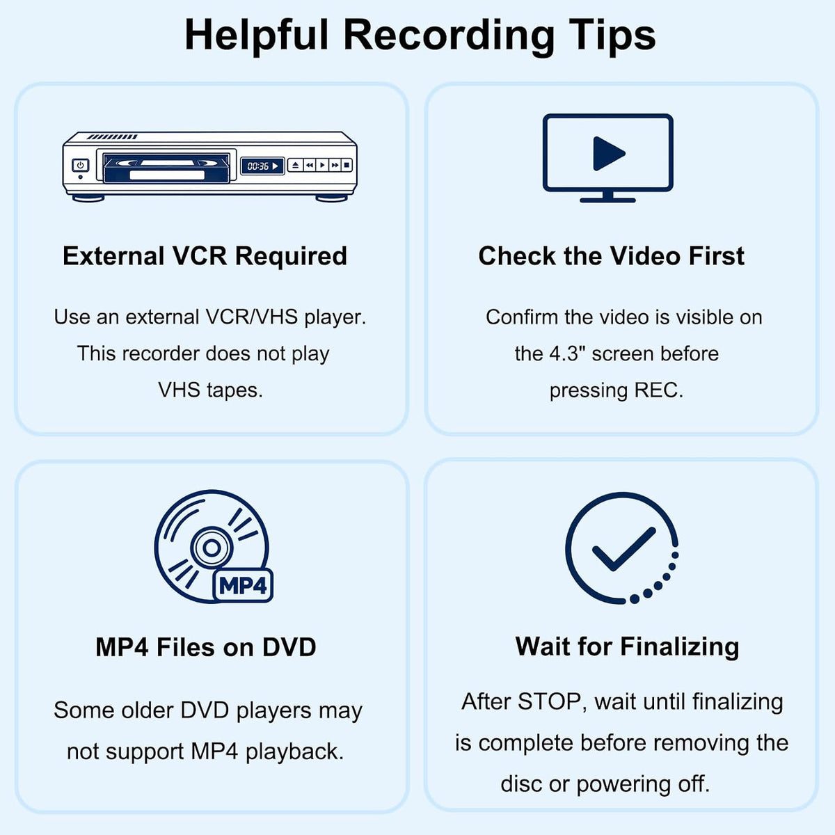 VHS to DVD Recorder & Digital Converter, AV & HDMI Inputs, No PC Needed