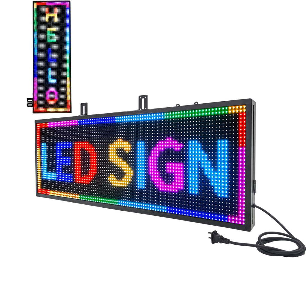 P10 LED Programmable Advertising Sign, High Brightnes Outdoor Digital Sign Waterproof, WiFi Control LED Open Signs for Business, Electronic Message Display Board 115"X14"