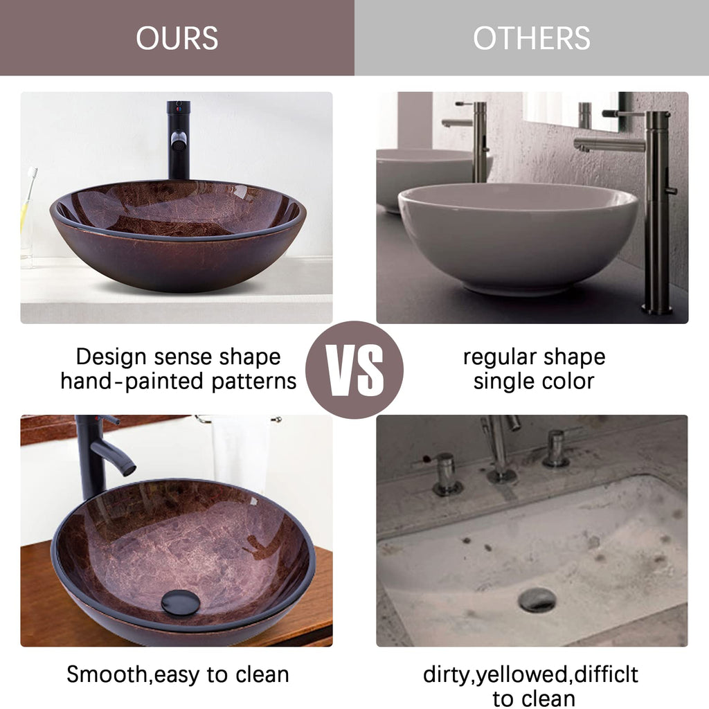 Design Vessel Sink Concrete Bathroom Sink above Counter Small Vessel Sink Bathroom Sink Bowl Countertop Modern Sinks with Faucet and Drain Combo 15.7" Round Gray