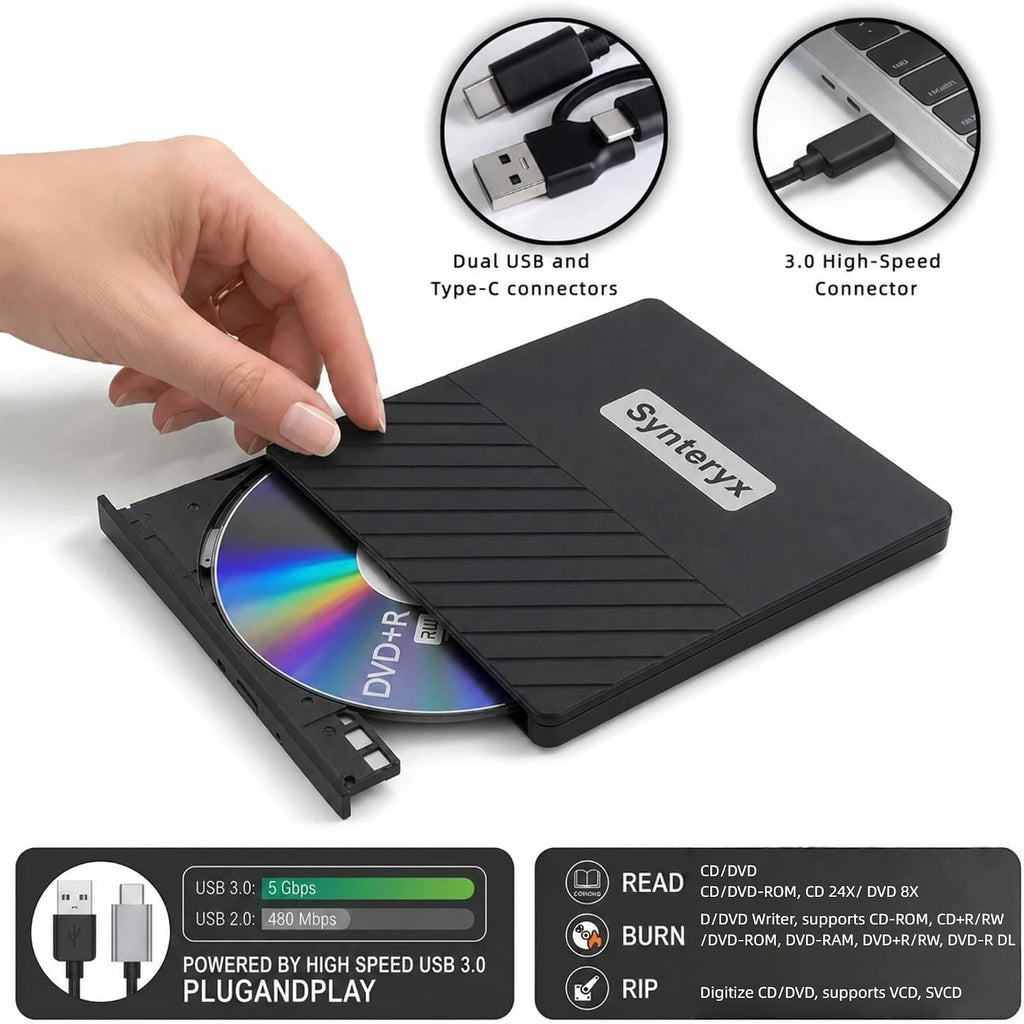 External 4k blu ray Drive,USB CD/DVD Drive for Laptops, DVD Burner