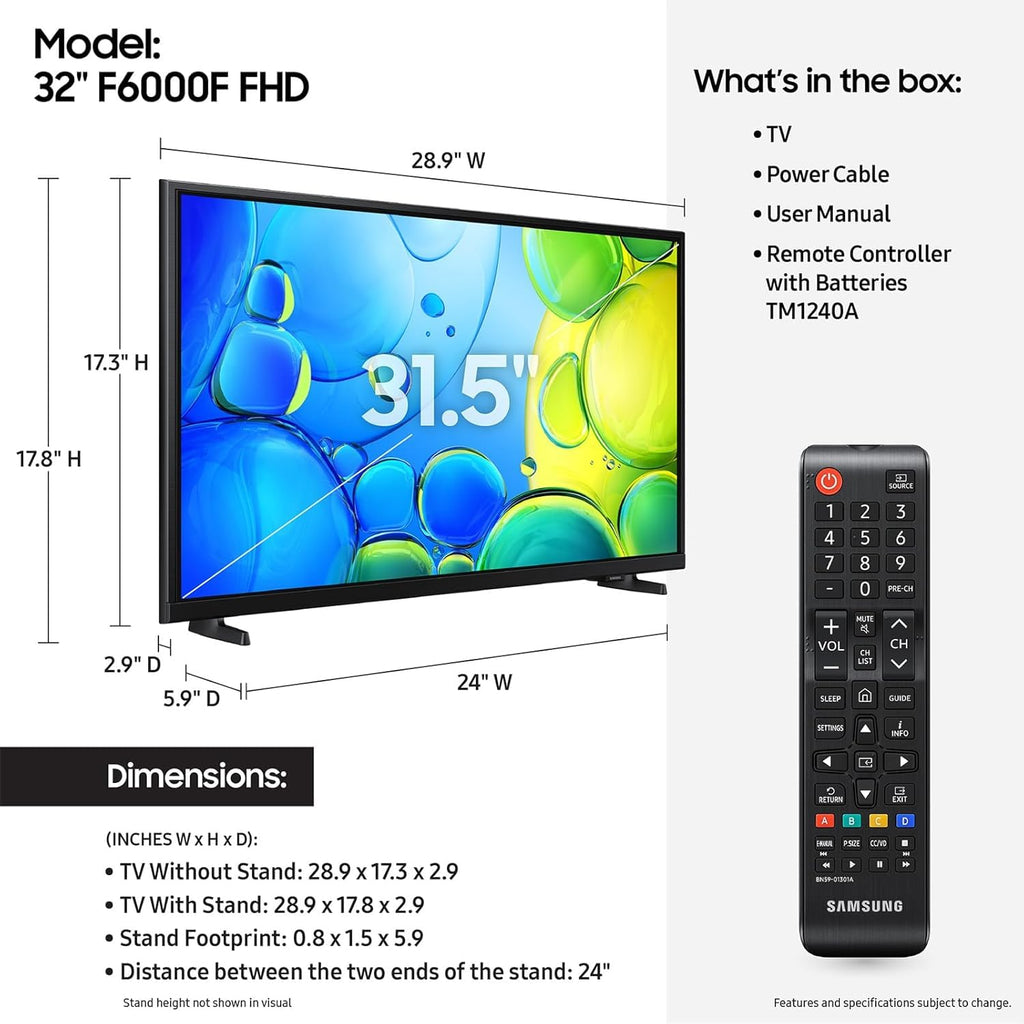 Samsung 40-Inch Smart LED TV Bundle - Full HD 1080p, HDR, Bluetooth, w/ 12 Month CPS Protection, AUX HDMI Cable, and Screen Cleaning with Microfiber Cloth.