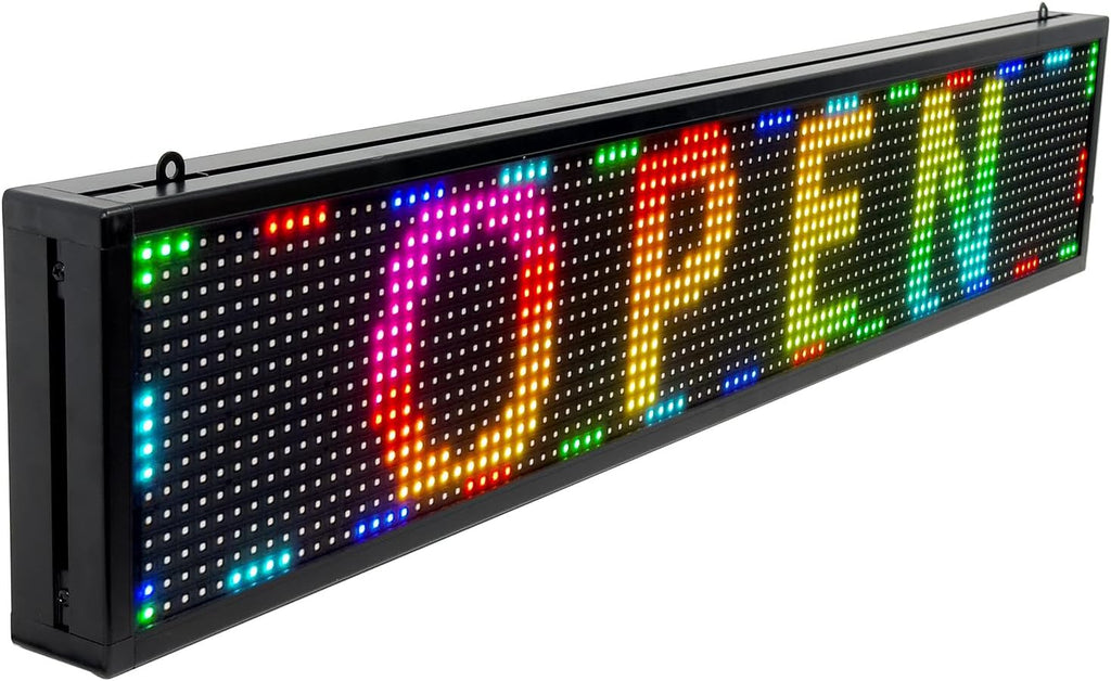 Programmable LED Sign Outdoor Full Color â 39"x8" Scrolling Message Board, Custom Digital Advertising Display, WiFi Control, High Brightness Neon Business Sign for Store, Bar, Restaurant