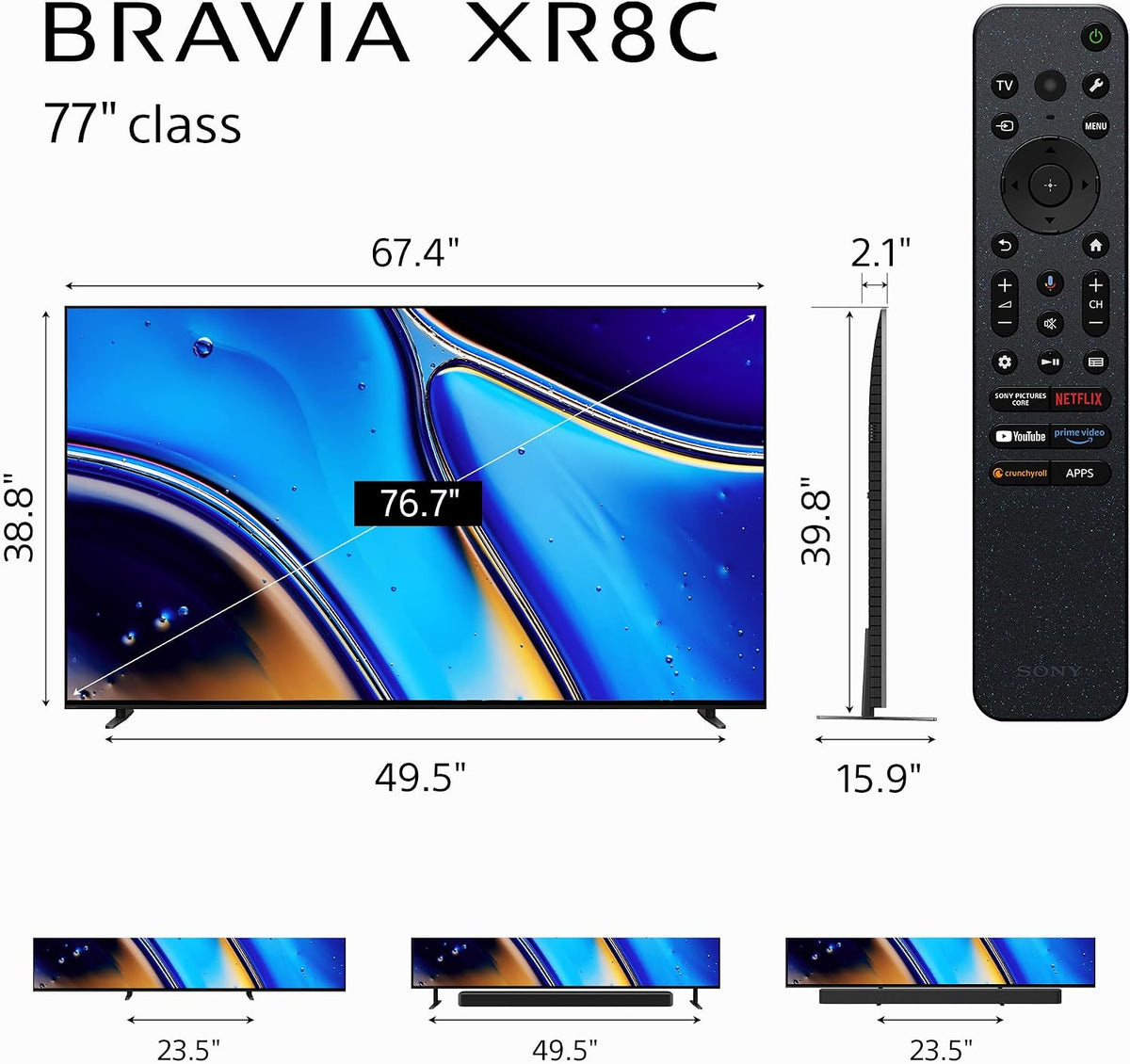 Sony 77 Inch BRAVIA XR8C OLED 4K HDR Smart Google TV (K-77XR8C)