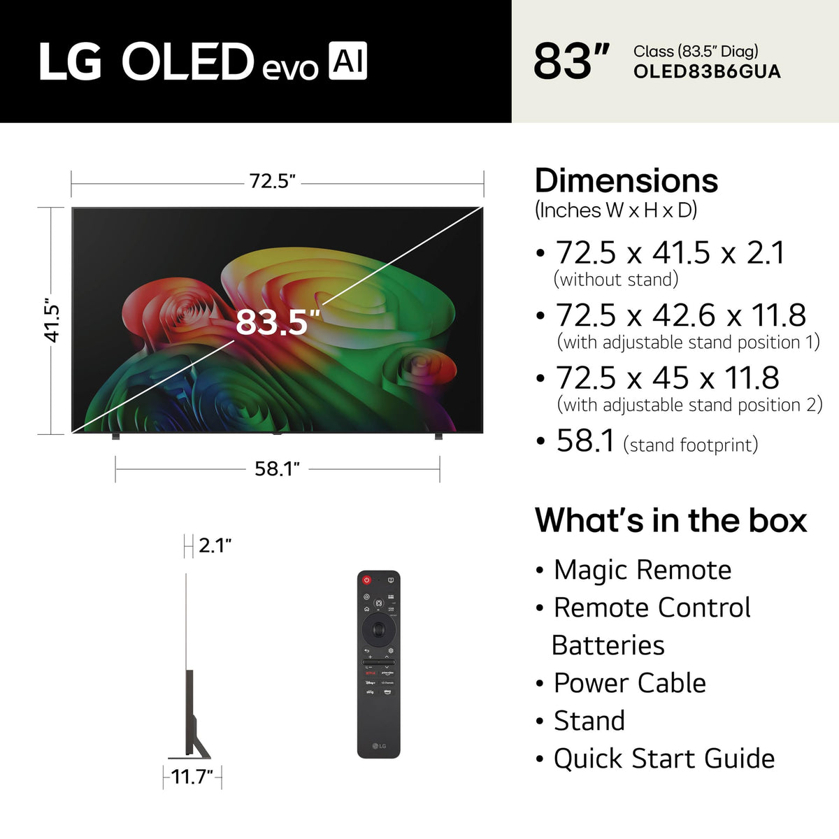 LG 65-Inch OLED AI 4K B6 Series Smart TV, 2026 Model