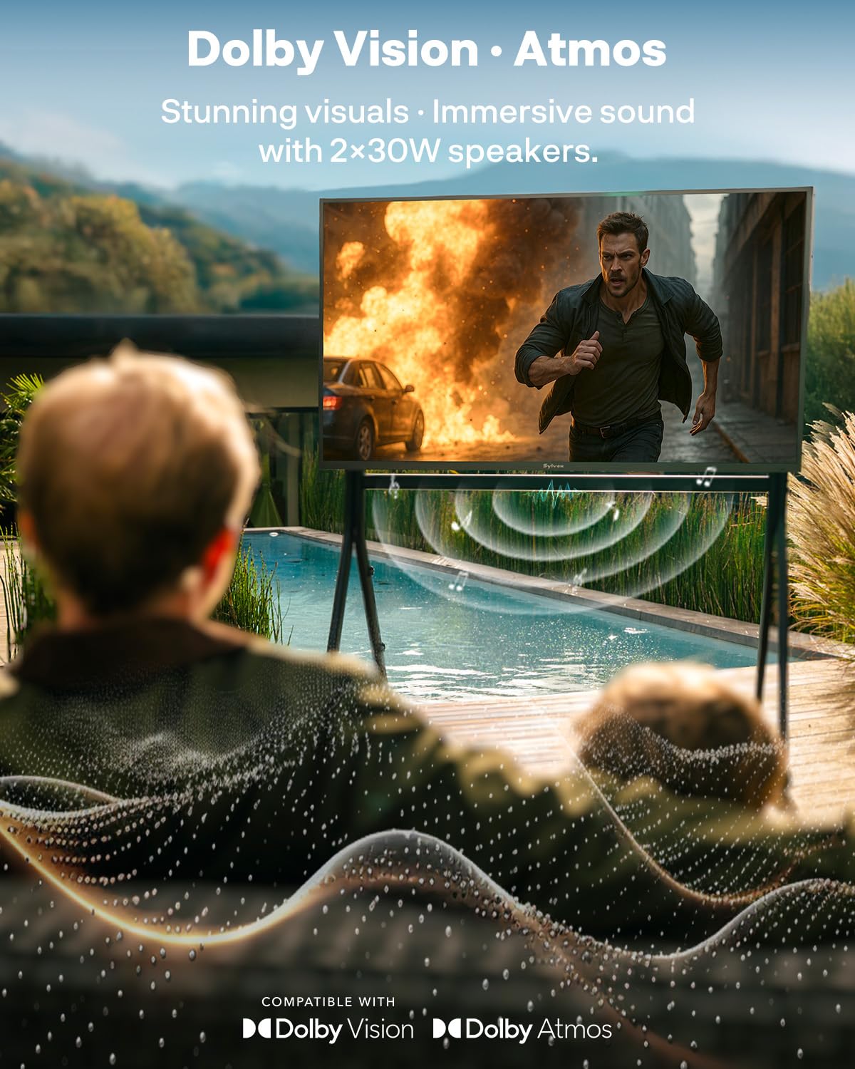 SYLVOX Outdoor TV, 55 inch Smart Waterproof Outdoor TV, 4K UHD Weatherproof