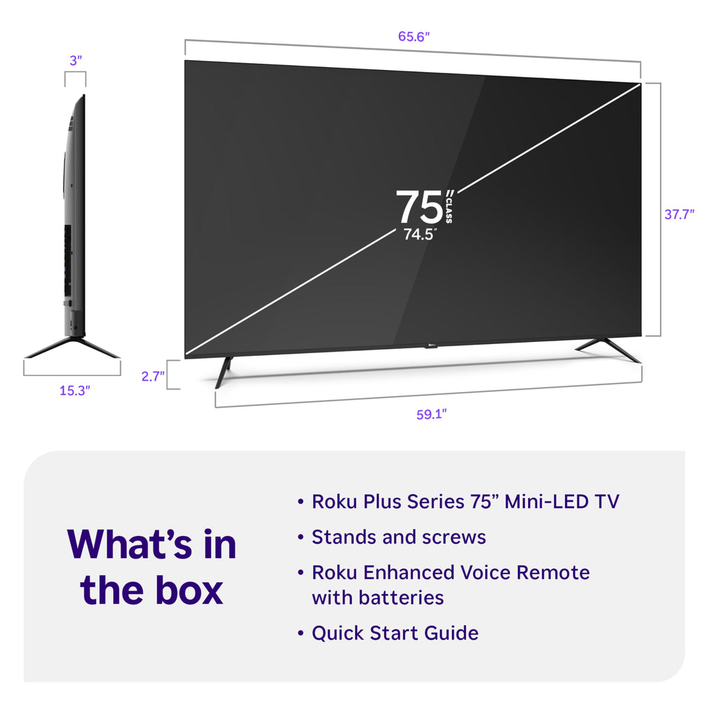 Roku 55-Inch Plus Series Smart TV - 4K QLED Mini-LED TV - RokuTV
