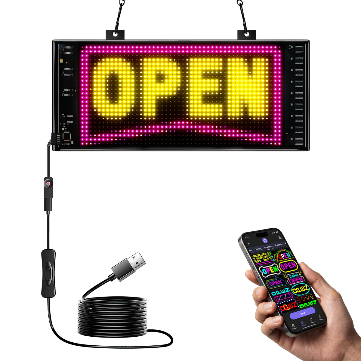 LED signs for business,APP control DIY text,LED window ads display screen