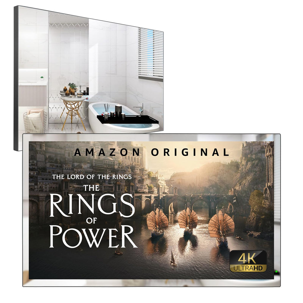 Soulaca 55 inches Smart Waterproof Mirror TV 4K UHD webOS Built-in ATSC DTV Tuner Voice Control, Large Bathroom & Indoor Hotel Resort Television Wall-Mount Big Screen Pool