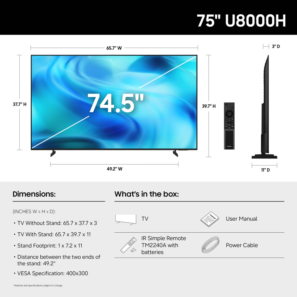 Samsung 43-Inch Class Crystal UHD U8000H Series Samsung Vision AI Smart TV (2026 Model, 43U8000H) Processor 4K, Endless Free Content, Motion Xcelerator, Color Booster, Alexa Built-in