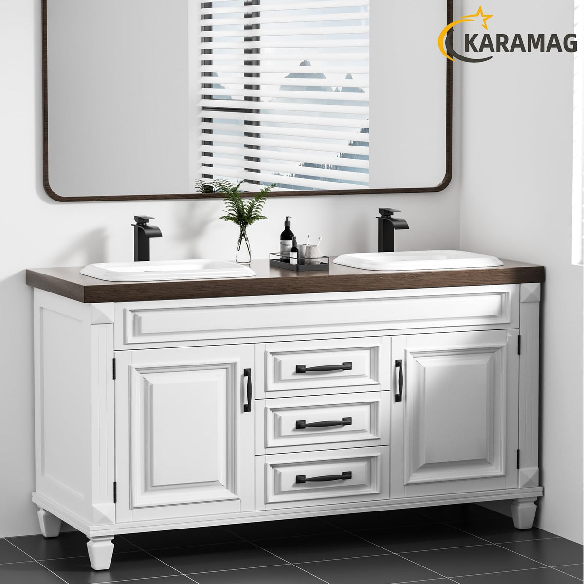 Small Bathroom Vessel Sink 16.7'' x 12.6'' Semi Recessed Bathroom Sink Rectangular Drop-in Vanity Sink with Overflow White Ceramic Modern Art Basin
