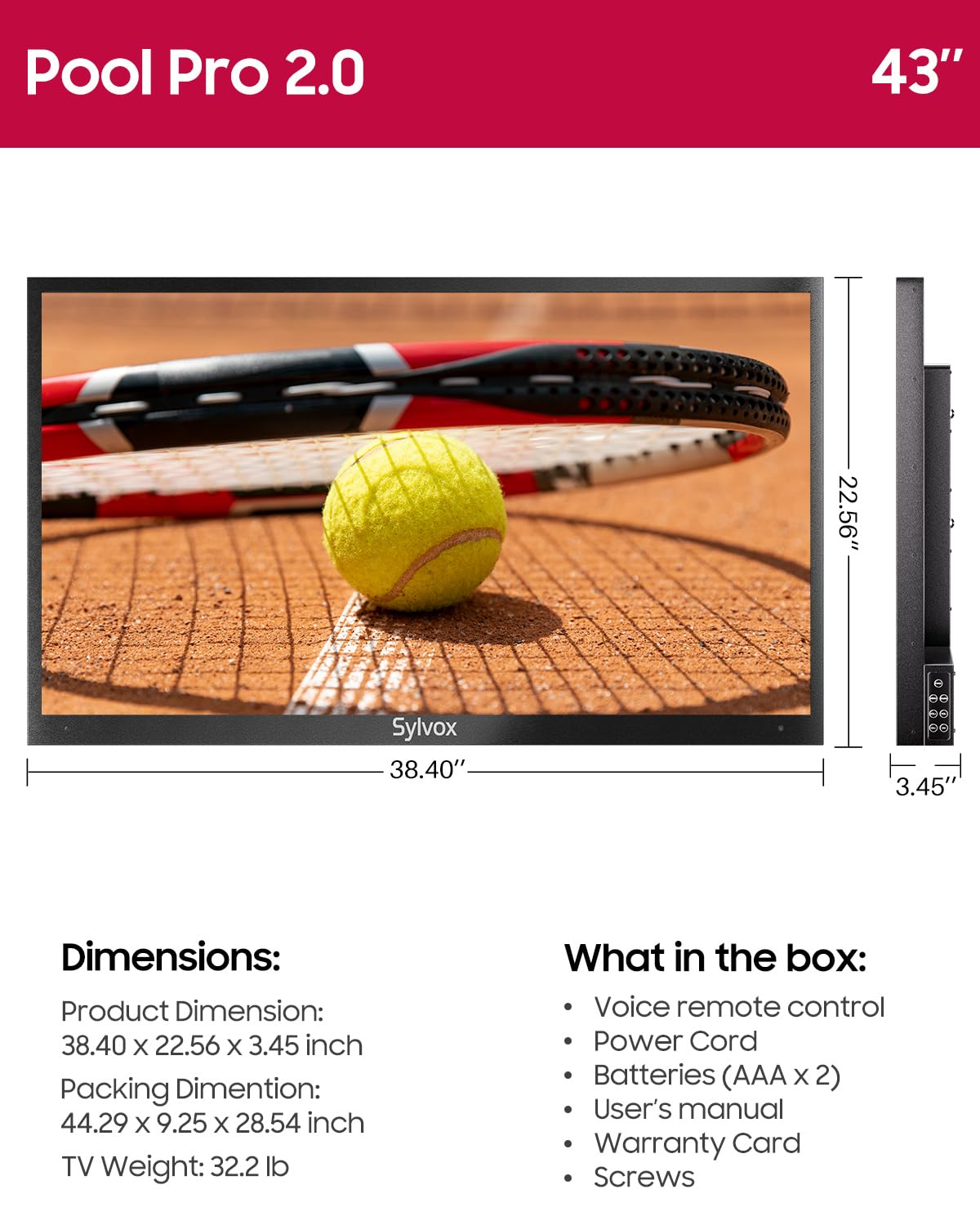 SYLVOX Outdoor TV, 85'' Mini LED QLED, 3500 Nits Extreme Brightness, 120Hz